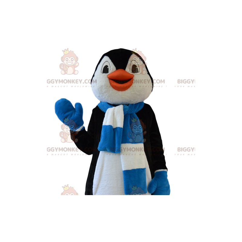 BIGGYMONKEY™ Sjovt pingvinmaskotkostume med blåt og hvidt