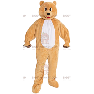 Costume de mascotte BIGGYMONKEY™ d'ours beige rigolo avec sa