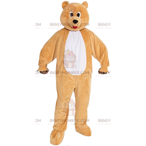 BIGGYMONKEY™ Costume da mascotte Orso beige divertente con