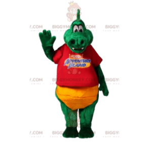 Traje de mascote de dinossauro verde BIGGYMONKEY™ com camiseta