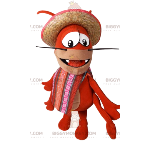 Disfraz de mascota Langosta BIGGYMONKEY™ con sombrero de paja y