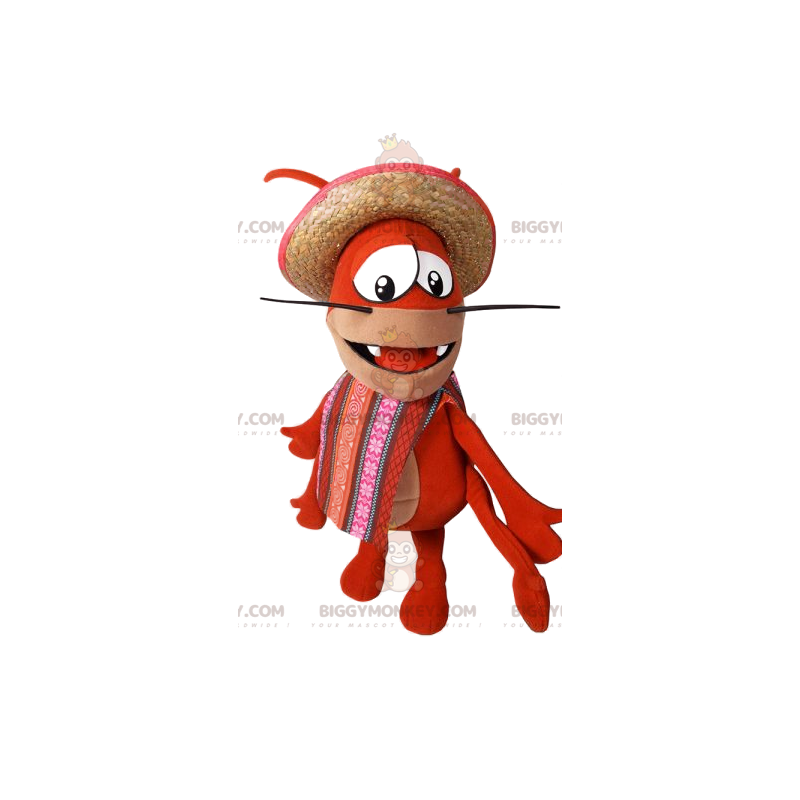 Lobster BIGGYMONKEY™ Mascot Costume with Straw Hat and Apron –