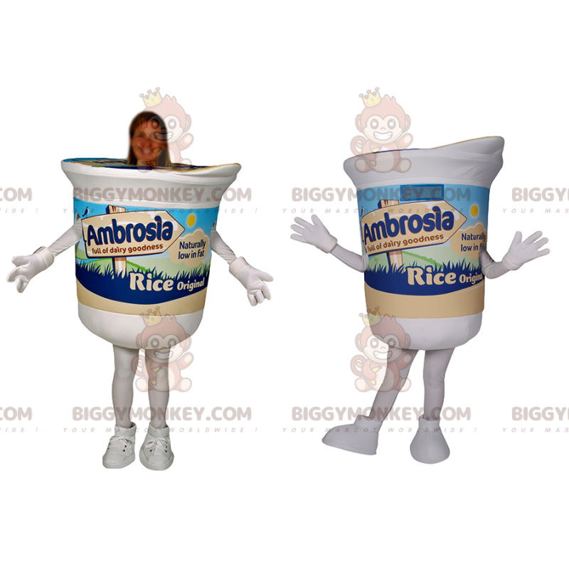 Leckerer weißer Joghurt BIGGYMONKEY™ Maskottchen-Kostüm -