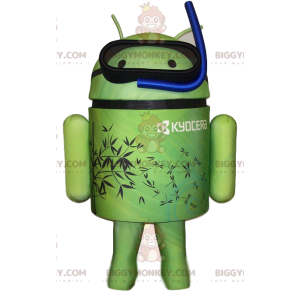 Disfraz de mascota androide verde BIGGYMONKEY™ con tubo azul -