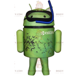 Grünes androides BIGGYMONKEY™ Maskottchenkostüm mit blauem