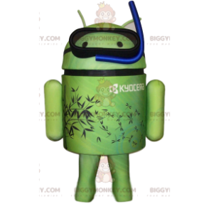 Green android BIGGYMONKEY™ mascot costume with blue snorkel -