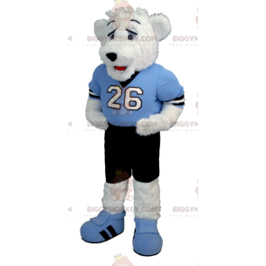 BIGGYMONKEY™ witte teddybeer mascottekostuum in blauw en zwarte