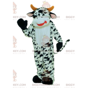 Traje de mascote BIGGYMONKEY™ Vaca preta e branca com chifres