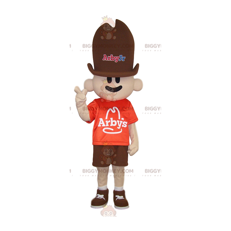 Little Cowboy BIGGYMONKEY™ Mascot Costume With Brown Hat -