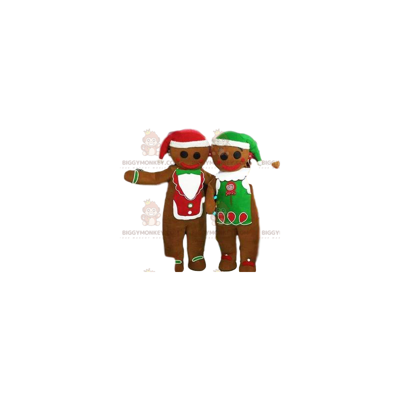 BIGGYMONKEY™ Gingerbread Man Mascot Duo με καπέλο -