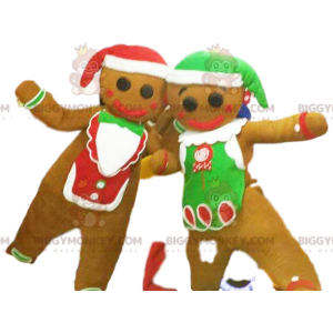 BIGGYMONKEY™ Gingerbread Man Mascot Duo με καπέλο -
