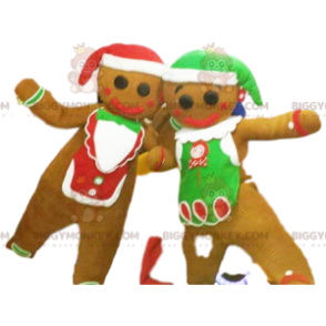 BIGGYMONKEY™ Gingerbread Man Mascot Costume Duo with Hat –