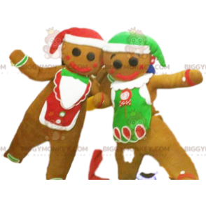 BIGGYMONKEY™ Lebkuchenmann-Maskottchen-Kostüm-Duo mit Hut -