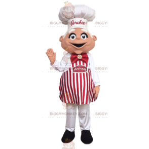 BIGGYMONKEY™ Koch-Maskottchen-Kostüm mit weißer Mütze und roter