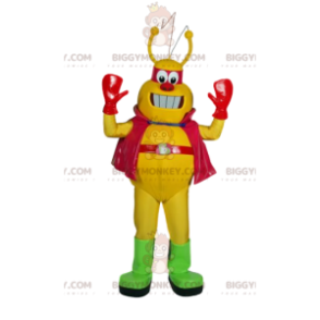 Kostým maskota BIGGYMONKEY™ žlutého hmyzu s červenou pláštěnkou