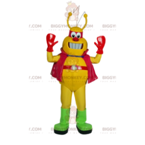 Traje de mascote BIGGYMONKEY™ de inseto amarelo com capa