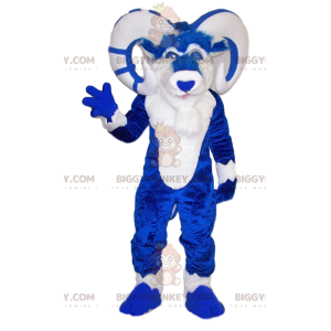 Majestuoso disfraz de mascota Ram azul y blanco BIGGYMONKEY™ -