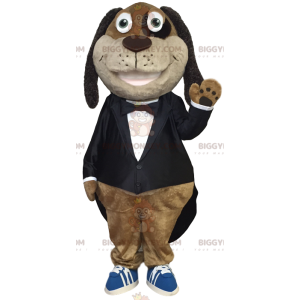 Costume de mascotte BIGGYMONKEY™ de teckel joyeux en costume