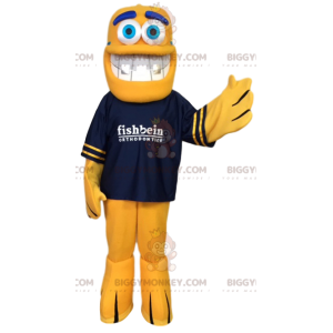 Gul fisk BIGGYMONKEY™ maskotkostume med marineblå T-shirt -