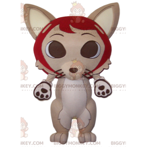BIGGYMONKEY™ mascottekostuum van beige vos en zijn grote rode