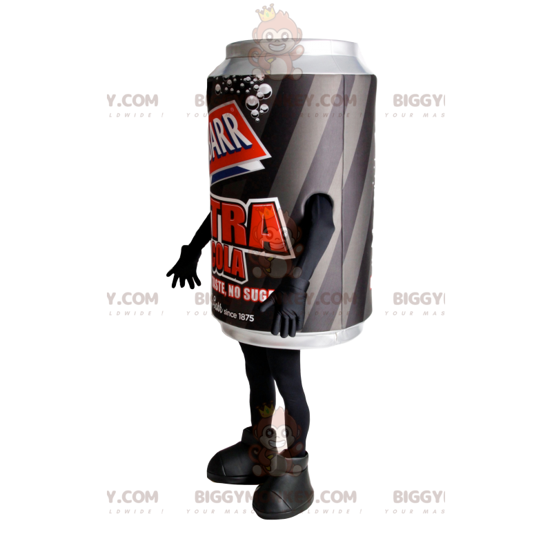 Kostým maskota BIGGYMONKEY™ Black and Grey Soda Can –