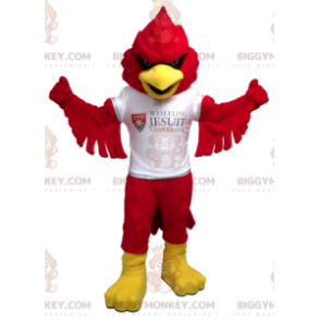 Red and Yellow Bird BIGGYMONKEY™ Mascot Costume with White