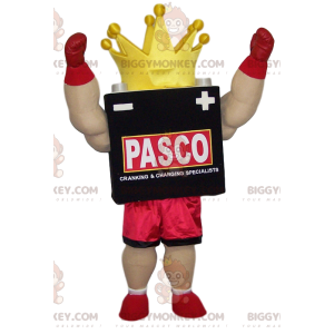 Fato de mascote Boxer BIGGYMONKEY™ com coroa amarela e calções