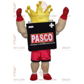 Fato de mascote Boxer BIGGYMONKEY™ com coroa amarela e calções