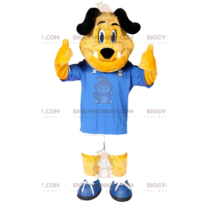 Fantasia de mascote BIGGYMONKEY™ cão amarelo com roupa de