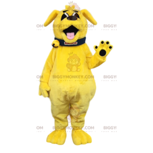 Traje de mascote BIGGYMONKEY™ Flash cão amarelo com coleira