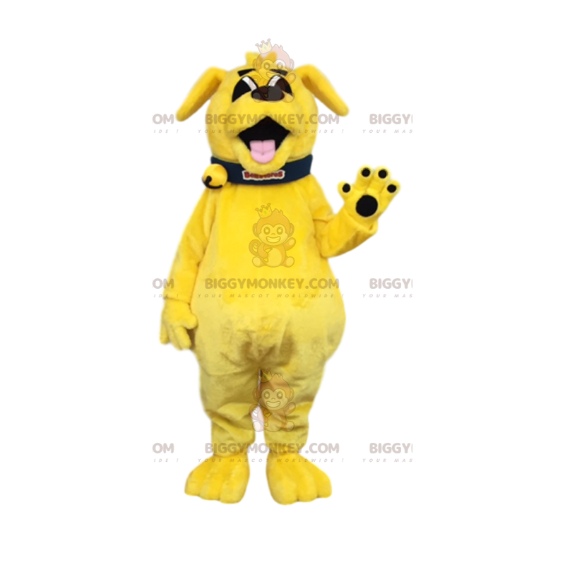 BIGGYMONKEY™ Μασκότ Κοστούμι Flash Yellow Dog με μαύρο κολάρο -
