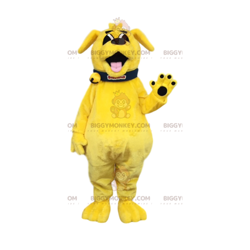 Traje de mascote BIGGYMONKEY™ Flash cão amarelo com coleira