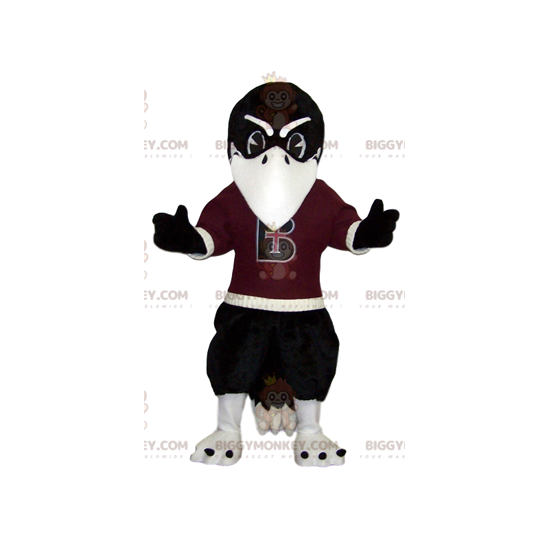 Black Eagle BIGGYMONKEY™ Mascot Costume with Burgundy Supporter