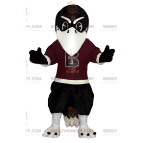 Black Eagle BIGGYMONKEY™ Mascot Costume with Burgundy Supporter