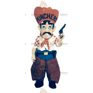 Traje de mascote Gunslinger BIGGYMONKEY™ com chapéu marrom