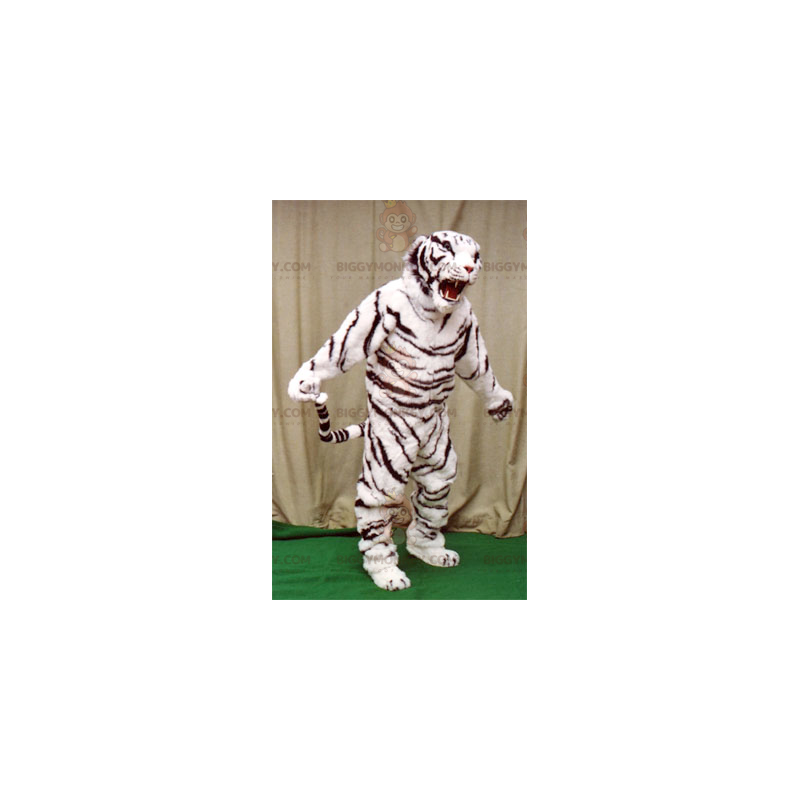 Costume de mascotte BIGGYMONKEY™ de tigre blanc et noir -