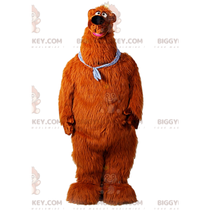 Giant Brown Bear BIGGYMONKEY™ maskottiasu, jossa bandana kaulan