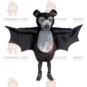 Traje de mascote BIGGYMONKEY™ de morcego cinza e preto –