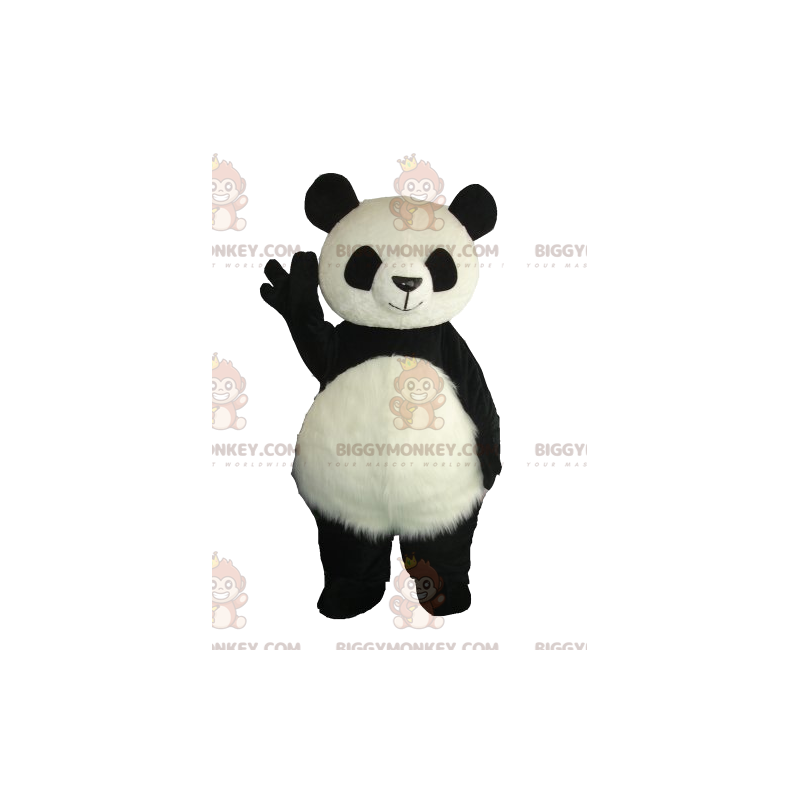 Costume de mascotte BIGGYMONKEY™ de panda géant tout joyeux -