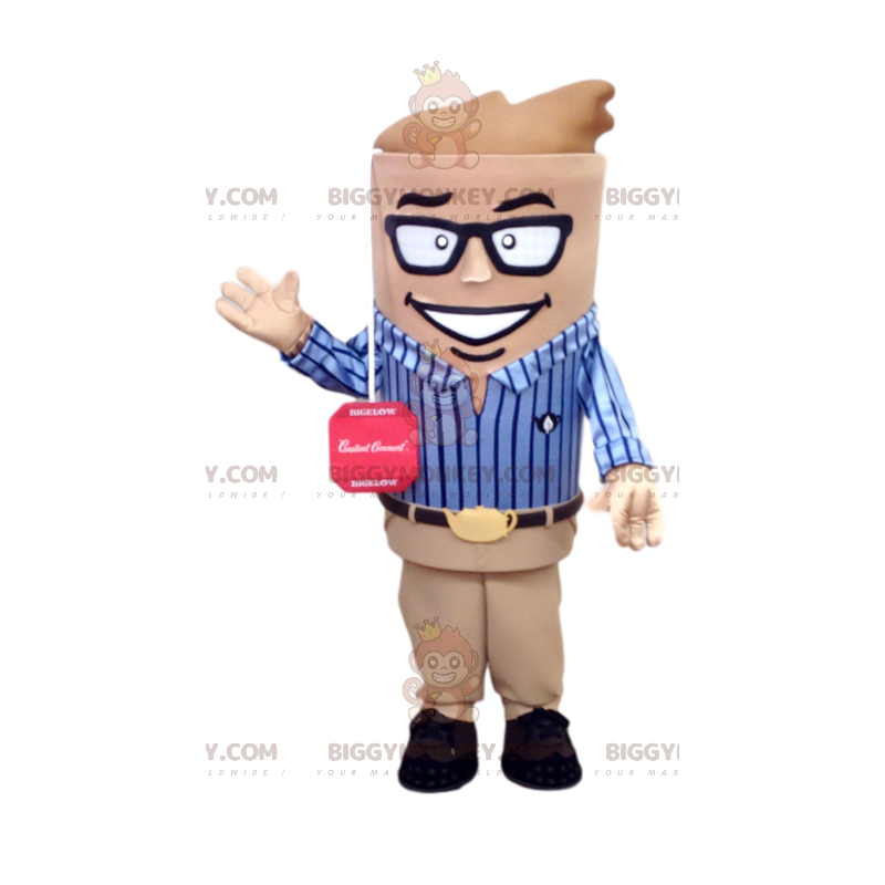 BIGGYMONKEY™ Costume da mascotte Dynamic Man in Blue Shirt