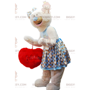 BIGGYMONKEY™ costume da mascotte di tenero orsetto beige con il
