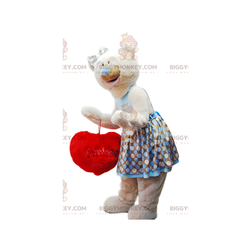 BIGGYMONKEY™ costume da mascotte di tenero orsetto beige con il
