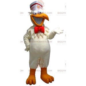Disfraz de mascota de bocadillo de gallina blanco y naranja de