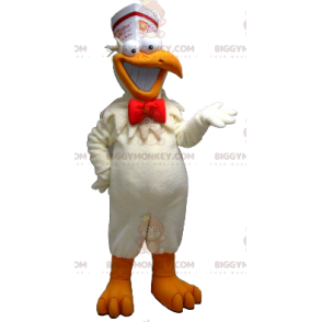 Traje de mascote de lanche de galinha BIGGYMONKEY™ branco e