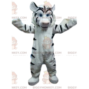 Kostým majestátního obřího bílého tygra BIGGYMONKEY™ maskota –