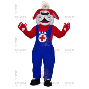 Kostium maskotki BIGGYMONKEY™ Czerwony ratownik św. Bernarda w