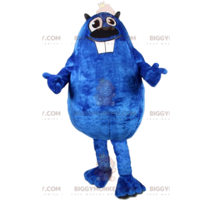 Traje de mascote original e engraçado de castor azul