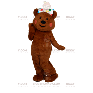 BIGGYMONKEY™ costume mascotte di simpatico orso bruno con