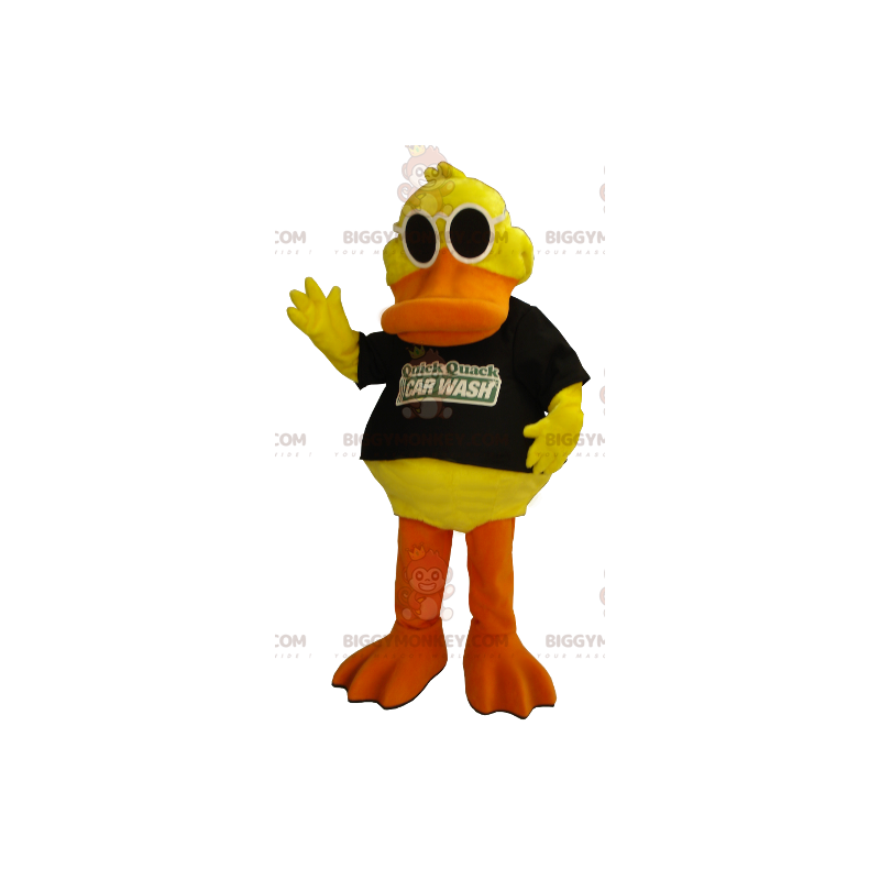 BIGGYMONKEY™ mascottekostuum gele en oranje eend met zonnebril
