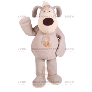 Costume de mascotte BIGGYMONKEY™ de chien beige avec son gros